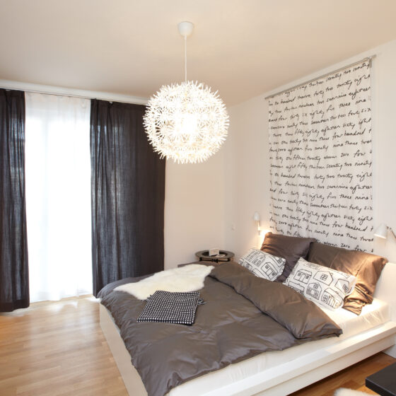 Schlafzimmer des Projektes Q7 im Quartier 21 in Hamburg