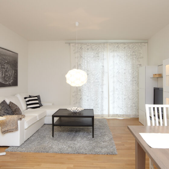 Wohnzimmer des Projektes Q7 im Quartier 21 in Hamburg