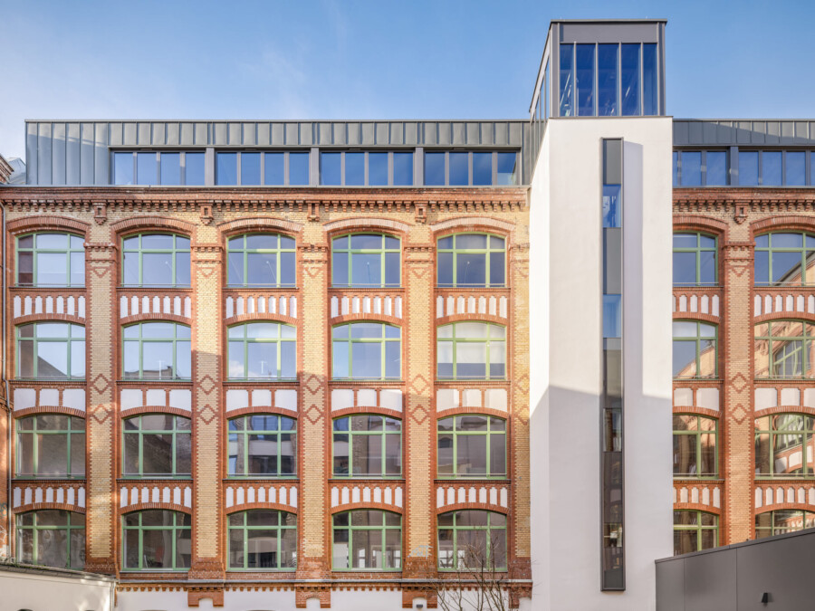 Fassade von Bauteil B des Projekts Schreibfederhöfe in Berlin