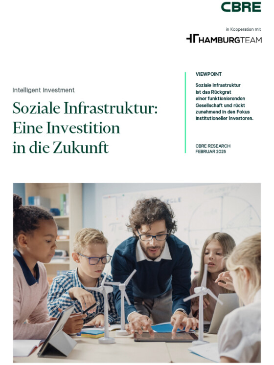 Titel unserer Studie mit CBRE zur Sozialer Infrastruktur